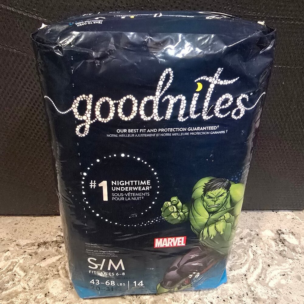 (1) pack of Goodnites Nighttime Underwear in S/M